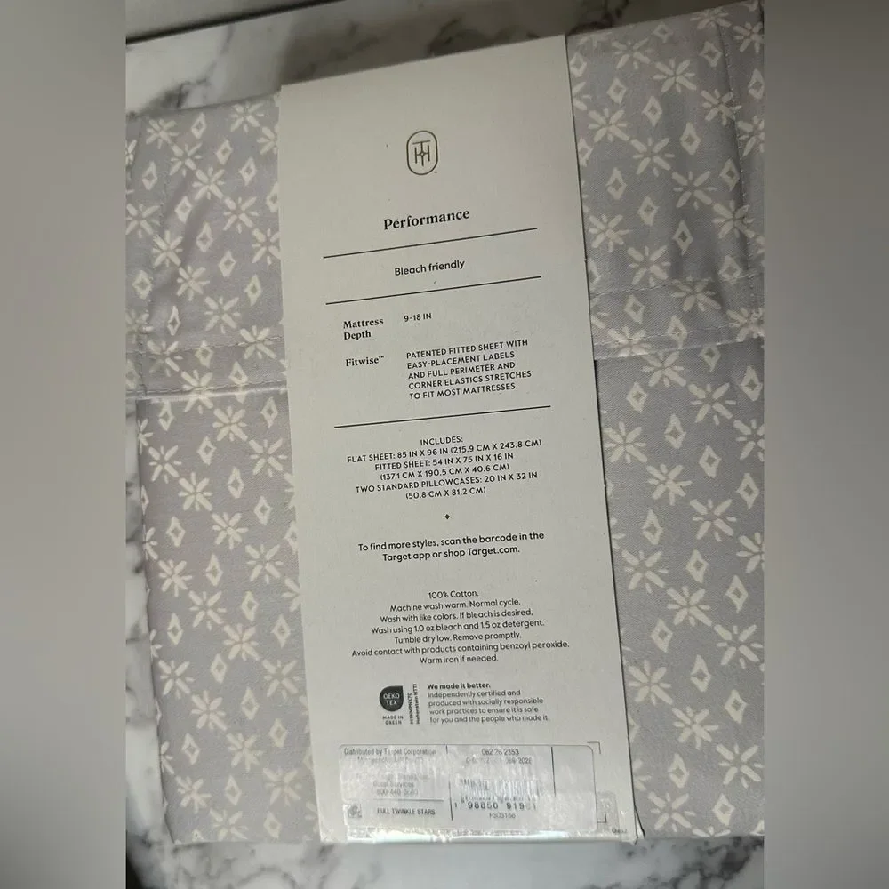 NEW Threshold FULL Performance Sheet Set Neutral Twinkle Stars 400 thread count